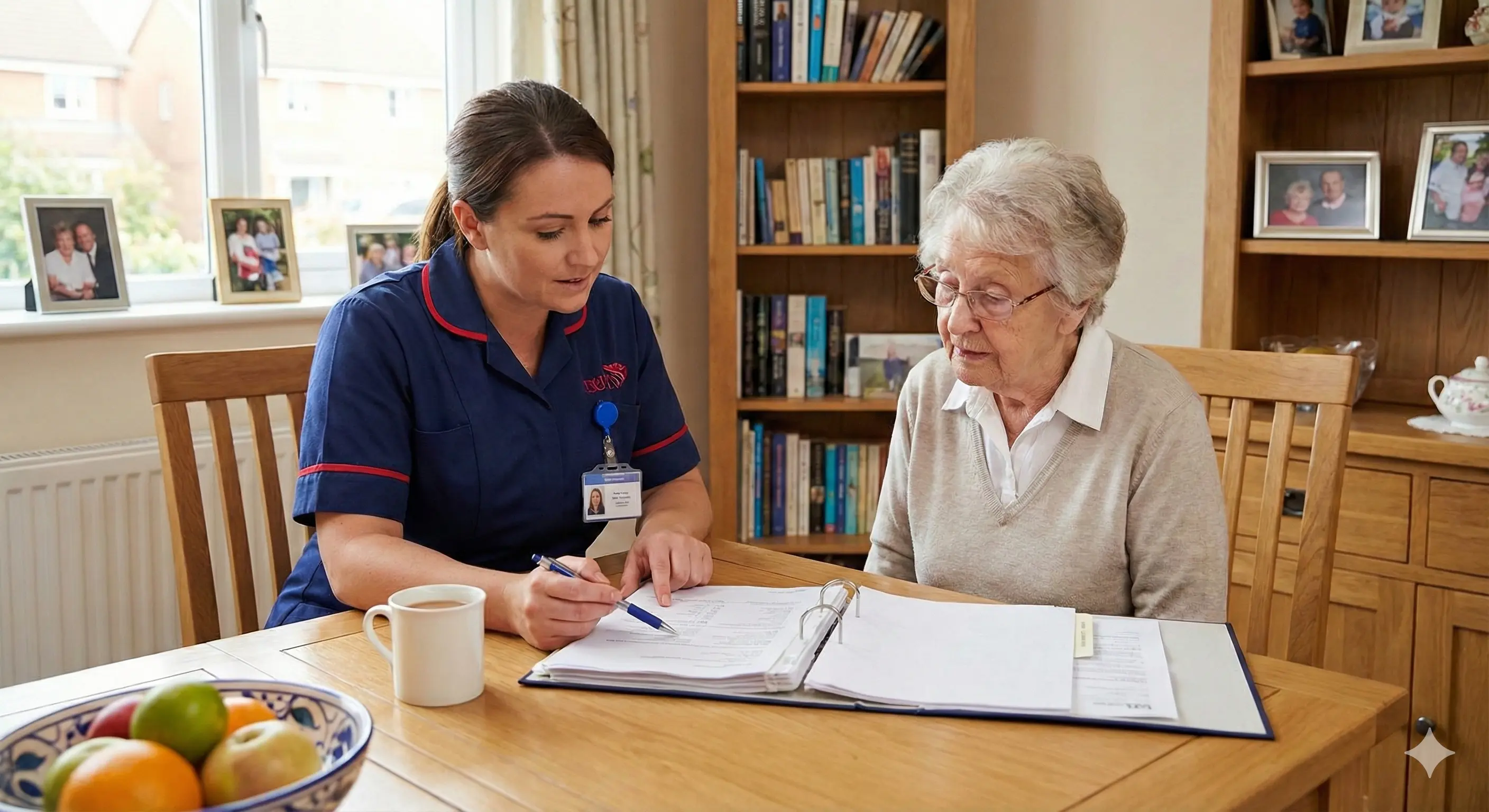 A Caring Companions care worker calmly discussing a person's care and wishes at home